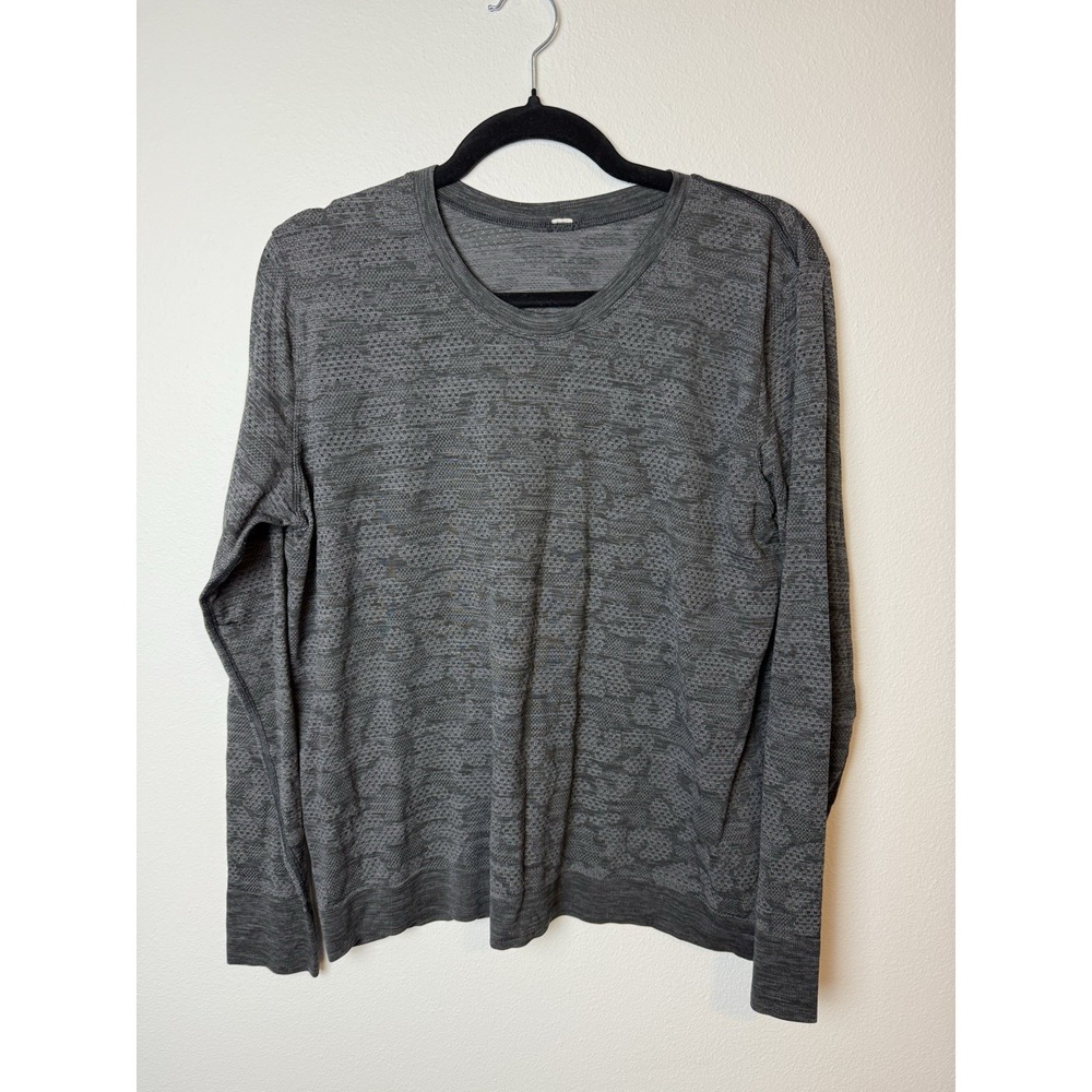 Lululemon Breeze By Long Sleeve Shirt Polar Spots Titanium‎ Black Size 10